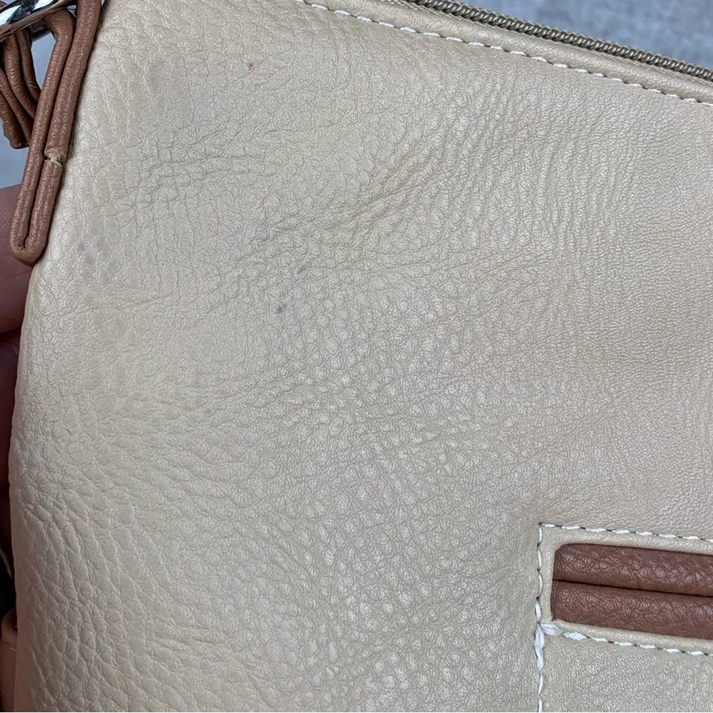 Multi Sac Crossbody‎ Bag Tan & Cream Lots Of Pockets Adjustable Travel Purse
